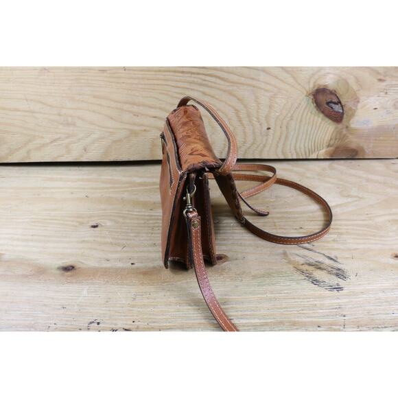 Patricia Nash Handbag Crossbody Tooled Rose Brown Italian Leather Lanza No Clasp - Picture 4 of 14